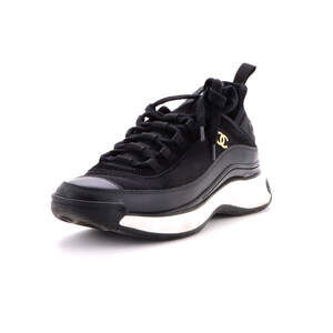 Chanel Women's CC Cap Toe Logo Sneakers Suede and Mixed Fibers